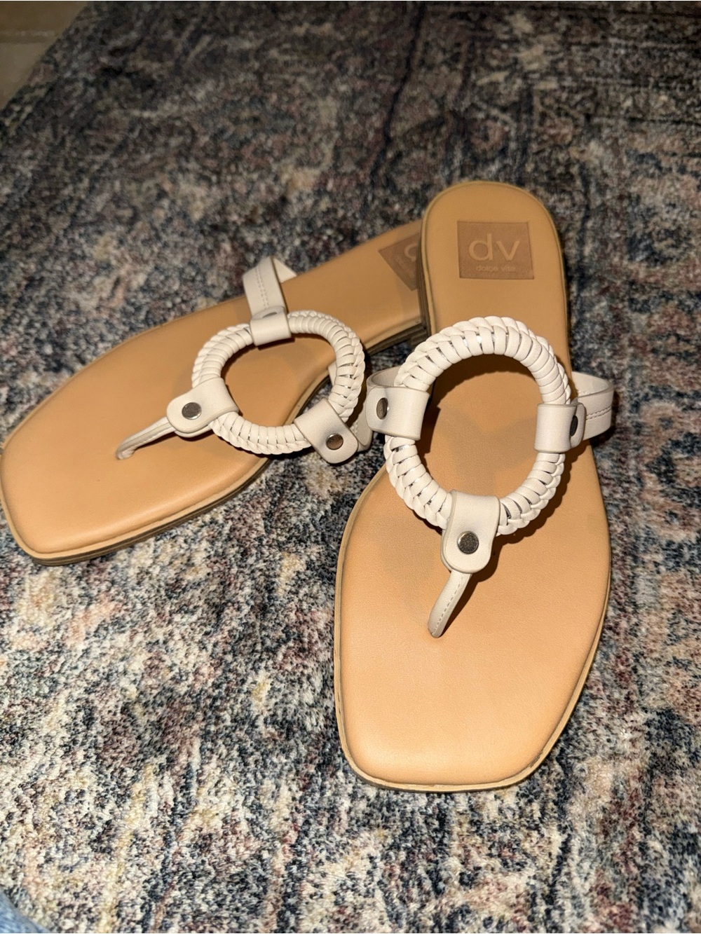 DV by Dolce Vita Cream Braided-Ring Thong Sandals